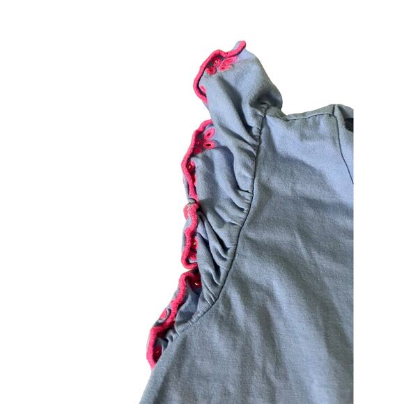 Crewcuts Factory Light Blue Sleeveless Top with Pink Trim, Size 14 - Picture 4 of 4